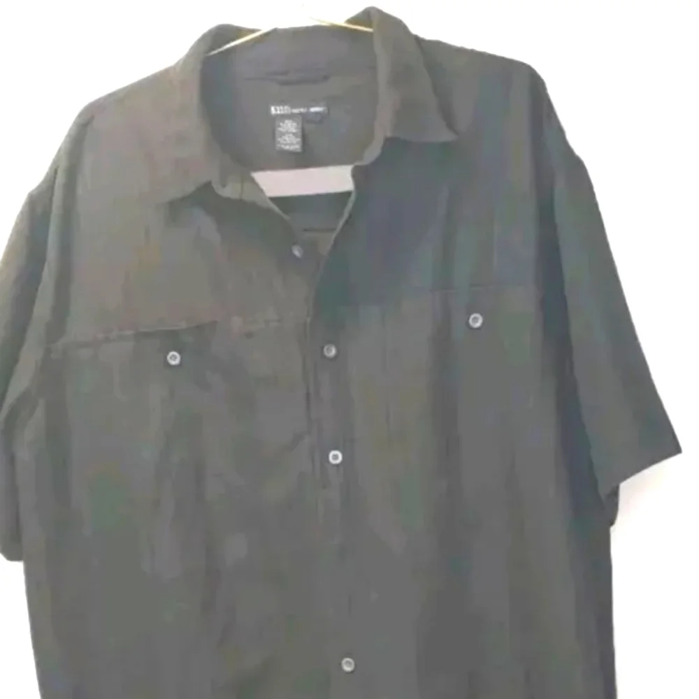 5.11 Tactical Vented Camp Shirt Men 2X Black Snap Button Biker Military Gorp